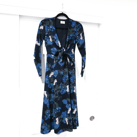 Wilfred Aritizia Aubagne Print Tie Front Midi Dress Size 0 NWT - Picture 3 of 12
